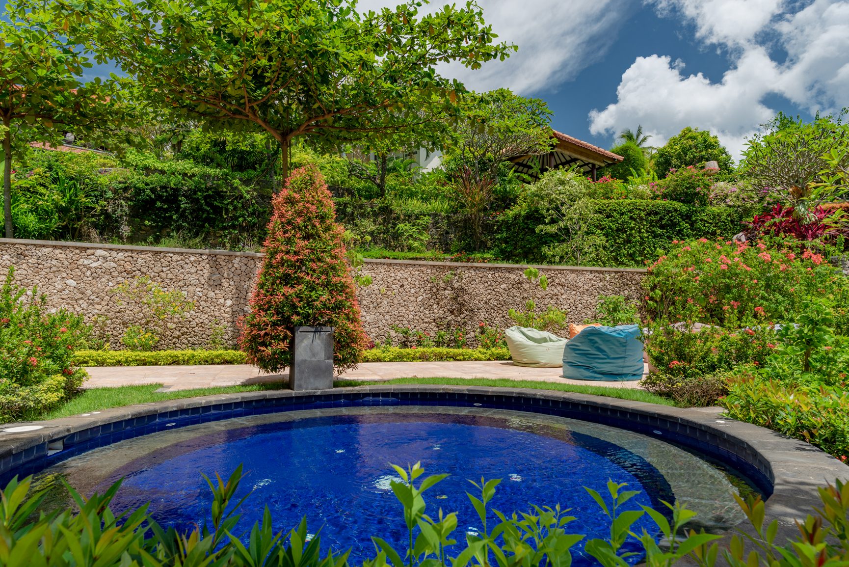 Alamanda swimming pool held inside the clipped tropical garden